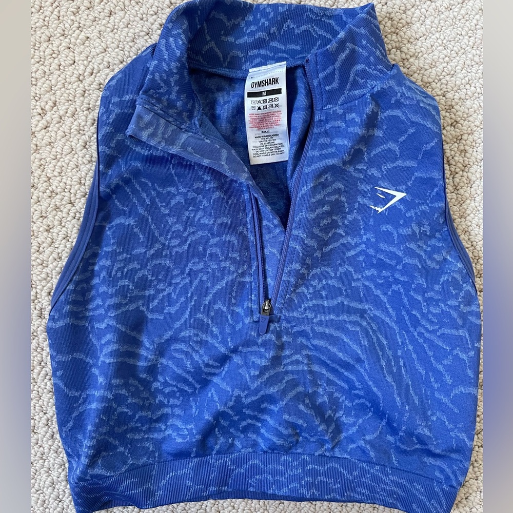 Gymshark Blue Sleeveless Zip-Up Top